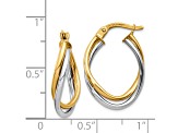 14K Two-Tone 20mm x 4mm Polished Oval Hoop Earrings