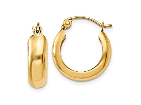 14k Yellow Gold 10mm x 4.75mm Polished Round Hoop Earrings