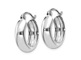 14k White Gold 10mm x 4mm Polished Round Hoop Earrings
