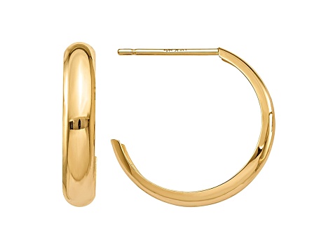 14k Yellow Gold Polished 3.5mm J-Hoop Earrings