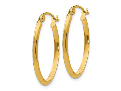 14k Yellow Gold 13mm x 2mm Oval Hoop Earrings