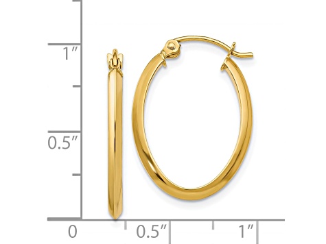 14k Yellow Gold 13mm x 2mm Oval Hoop Earrings