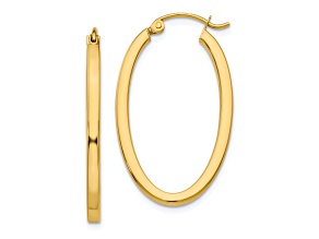 14k Yellow Gold 14mm x 2mm Oval Hoop Earrings