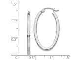 14k White Gold 30mm x 2mm Oval Hoop Earrings