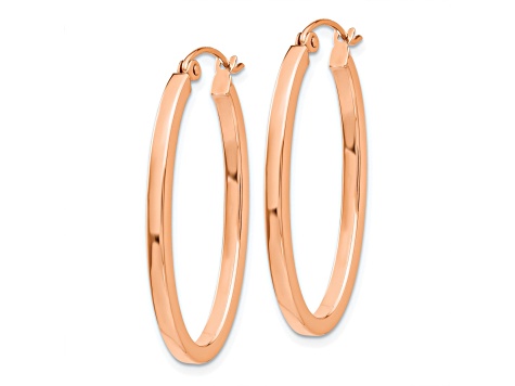 14k Rose Gold 29mm x 2mm Polished Oval Tube Hoop Earrings