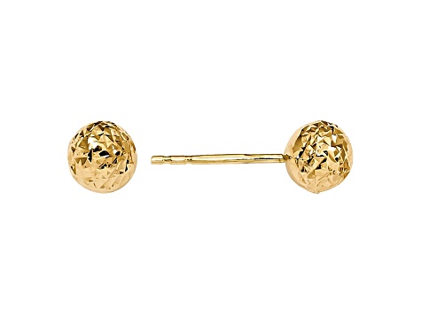 14k Yellow Gold 6mm Diamond-Cut Ball Post Earrings