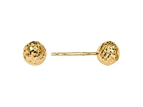 14k Yellow Gold 6mm Diamond-Cut Ball Post Earrings