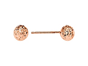 14k Rose Gold 6mm Diamond-Cut Ball Post Earrings