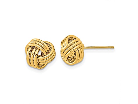 14k Yellow Gold Polished Triple Love Knot Post Earrings