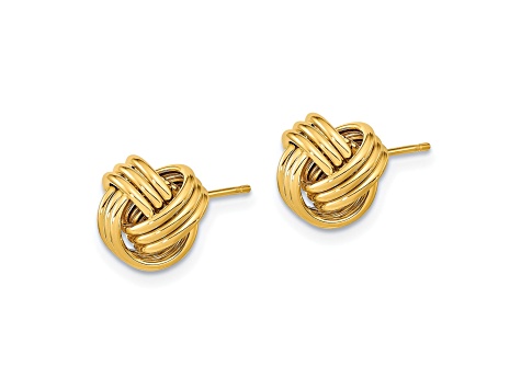 14k Yellow Gold Polished Triple Love Knot Post Earrings