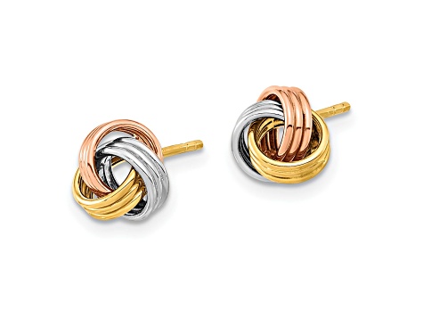 14k Tri-Color Polished Love Knot Post Earrings