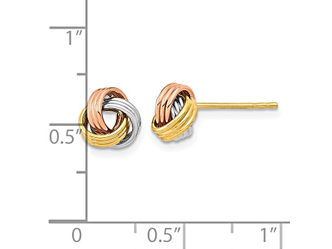 14k Tri-Color Polished Love Knot Post Earrings