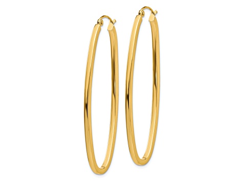 14k Yellow Gold 53mm x 2mm Large Oval Hoop Earrings