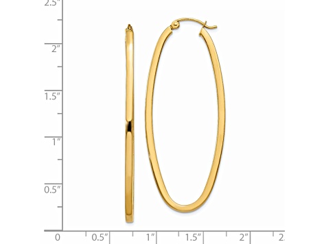 14k Yellow Gold 53mm x 2mm Large Oval Hoop Earrings