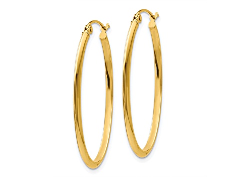 14k Yellow Gold 17mm x 2mm Oval Hoop Earrings