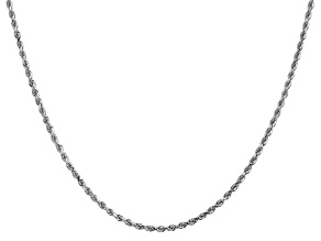 14k White Gold 2mm Diamond Cut Rope Chain 16"