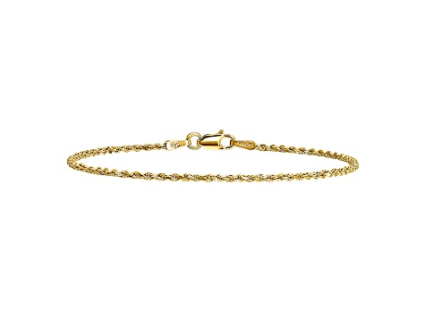 14k Yellow Gold 1.50mm Diamond-cut Rope with Lobster Clasp Chain. Available in sizes 7 or 8 inches.