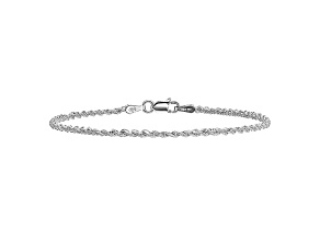 14k White Gold 1.75mm Diamond-cut Rope with Lobster Clasp Chain. Available in sizes 7 or 8 inches