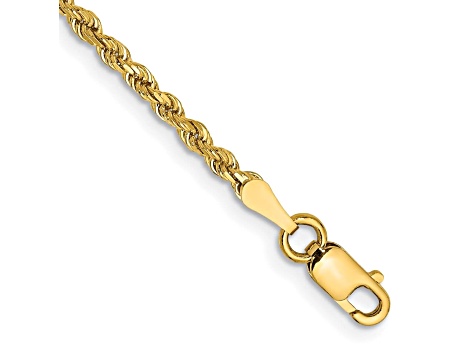14k Yellow Gold 2mm Diamond-cut Rope with Lobster Clasp Chain. Available in sizes 7 or 8 inches.