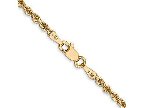 14k Yellow Gold 2.25mm Diamond-cut Rope with Lobster Clasp Chain. Available in sizes 7 or 8 inches.