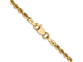 14k Yellow Gold 2.25mm Diamond-cut Rope with Lobster Clasp Chain. Available in sizes 7 or 8 inches.