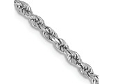 14k White Gold 2.25mm Diamond-cut Rope with Lobster Clasp Chain. Available in sizes 7 or 8 inches.