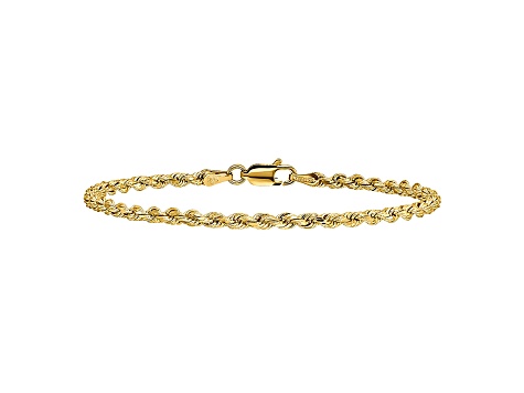 14k Yellow Gold 2.75mm Diamond-cut Rope with Lobster Clasp Chain. Available in sizes 7 or 8 inches
