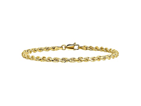 14k Yellow Gold 3.2mm Diamond-cut Rope with Lobster Clasp Chain. Available in sizes 7 or 8 inches.
