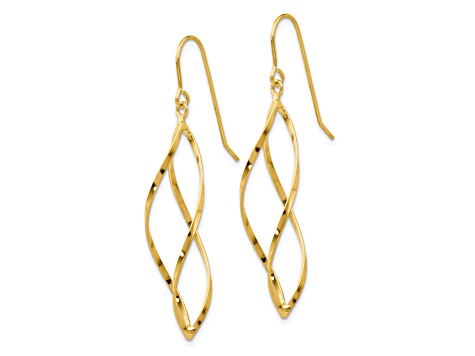 14k Yellow Gold Swirl Dangle Earrings