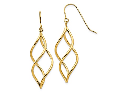 14k Yellow Gold Swirl Dangle Earrings