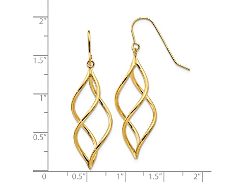 14k Yellow Gold Swirl Dangle Earrings