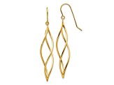 14k Yellow Gold Polished Long Twisted Dangle Earrings