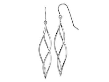 Picture of 14k White Gold Polished Long Twisted Dangle Earrings