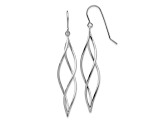 14k White Gold Polished Long Twisted Dangle Earrings