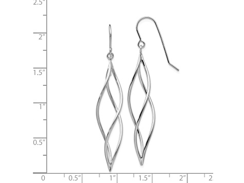 14k White Gold Polished Long Twisted Dangle Earrings