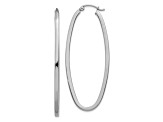 14k White Gold 53mm x 2mm Large Oval Hoop Earrings