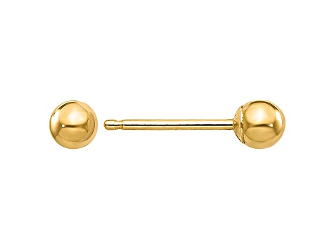14k Yellow Gold Polished 3mm Ball Post Earrings