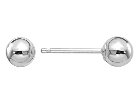 Solid 14k White Gold Polished 4mm Ball Post Earrings 