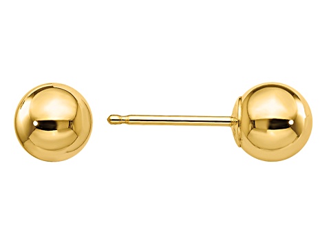 14k Yellow Gold Polished 5mm Ball Post Earrings