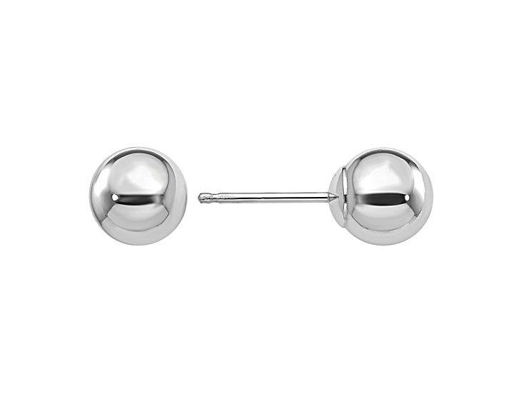 14k White Gold Polished 6mm Ball Post Earrings