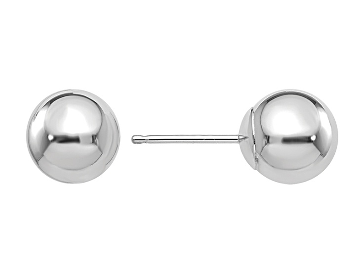 14k White Gold Polished 7mm Ball Post Earrings