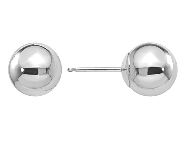 Solid 14k White Gold Polished 7mm Ball Post Earrings
