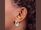 14k White Gold 20mm x 3mm Square Tube Hoop Earrings