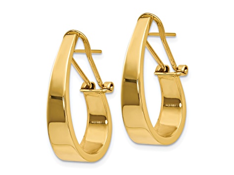 14k Yellow Gold 22mm x 6mm Polished J-Hoop Click-in Back Post Earrings