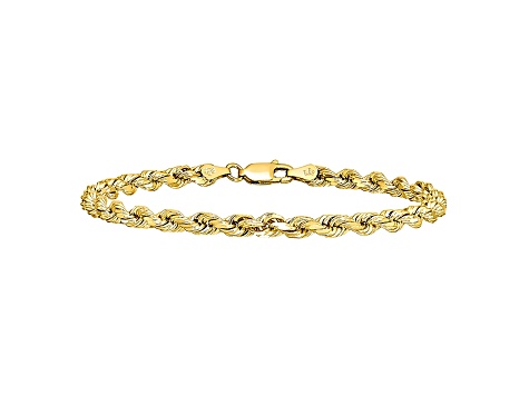 14k Yellow Gold 4mm Diamond-cut Rope with Lobster Clasp Chain. Available in sizes 7, 8 or 9 inches