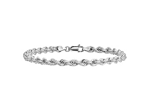 14k White Gold 4mm Diamond-cut Rope with Lobster Clasp Chain. Available in sizes 7, 8 or 9 inches