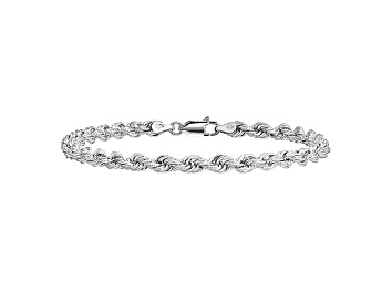 Picture of 14k White Gold 4mm Diamond-cut Rope with Lobster Clasp Chain. Available in sizes 7, 8 or 9 inches
