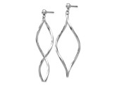 14k White Gold Twisted Post Dangle Earrings