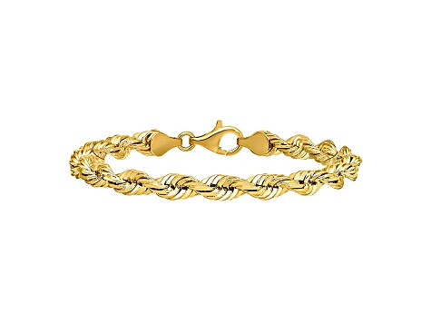 14k Yellow Gold 5.5mm Diamond-cut Rope with Lobster Clasp Chain. Available sizes 7, 8, or 9 inches