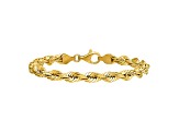 14k Yellow Gold 5.5mm Diamond-cut Rope with Lobster Clasp Chain. Available sizes 7, 8, or 9 inches